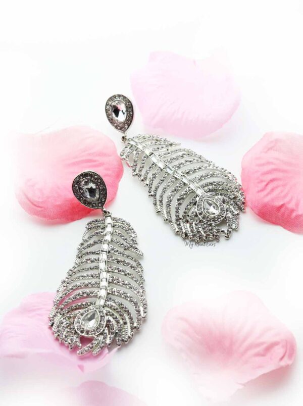 Peony- silver metal feather earrings - My Roial Ears LTD