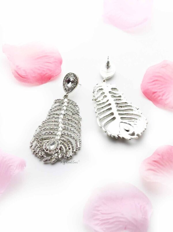Peony- silver metal feather earrings - My Roial Ears LTD