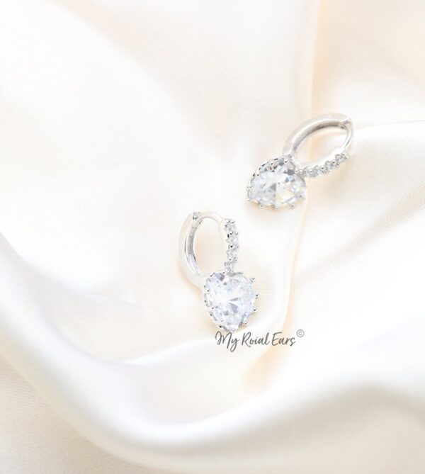Q.Ursula -quality luxury platinum plated silver zircon hoop bridal earrings - My Roial Ears LTD