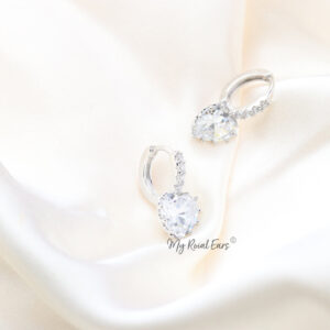 Q.Ursula -quality luxury platinum plated silver zircon hoop bridal earrings - My Roial Ears LTD