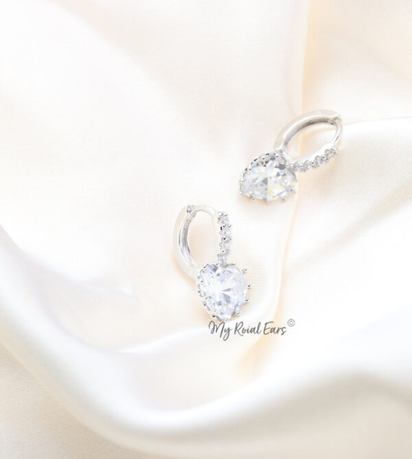Q.Ursula -quality luxury platinum plated silver zircon hoop bridal earrings - My Roial Ears LTD