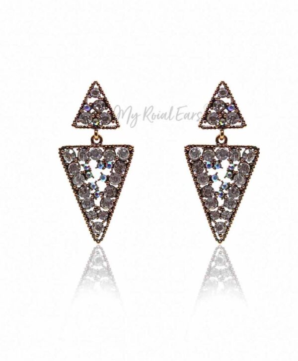 Q.FIONA- triangle chandelier luxury bridal drop earrings - My Roial Ears LTD