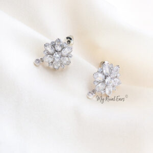 Q.Bella-high quality cubic zirconia stone flower bridal stud earrings - My Roial Ears LTD
