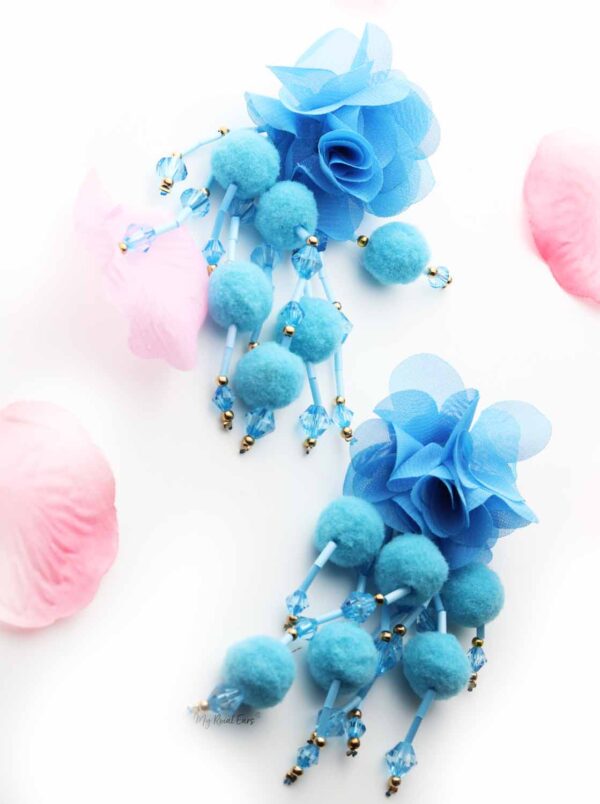 Sunflower- floral pompom tassel drop earrings - My Roial Ears LTD