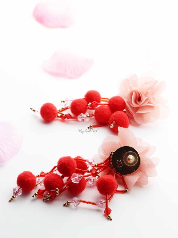 Sunflower- floral pompom tassel drop earrings - My Roial Ears LTD