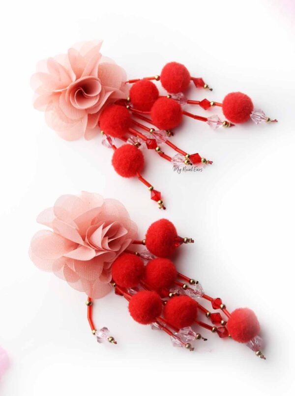 Sunflower- floral pompom tassel drop earrings - My Roial Ears LTD