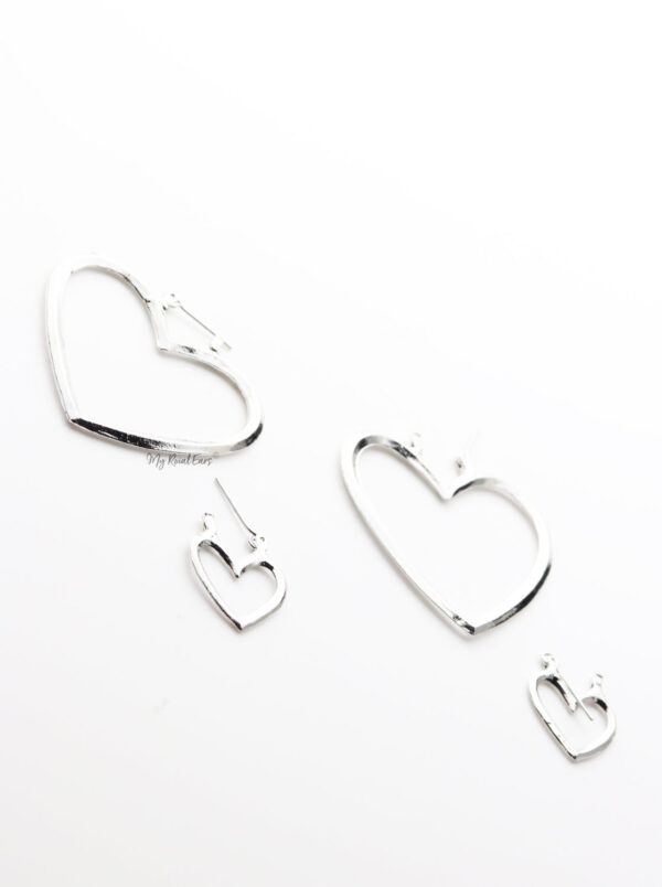 Thistle silver- Two Heart Shaped Hoop Earrings - My Roial Ears LTD