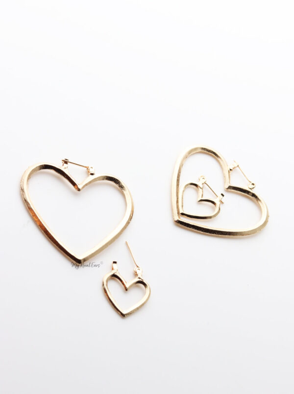 Thistle silver- Two Heart Shaped Hoop Earrings - My Roial Ears LTD
