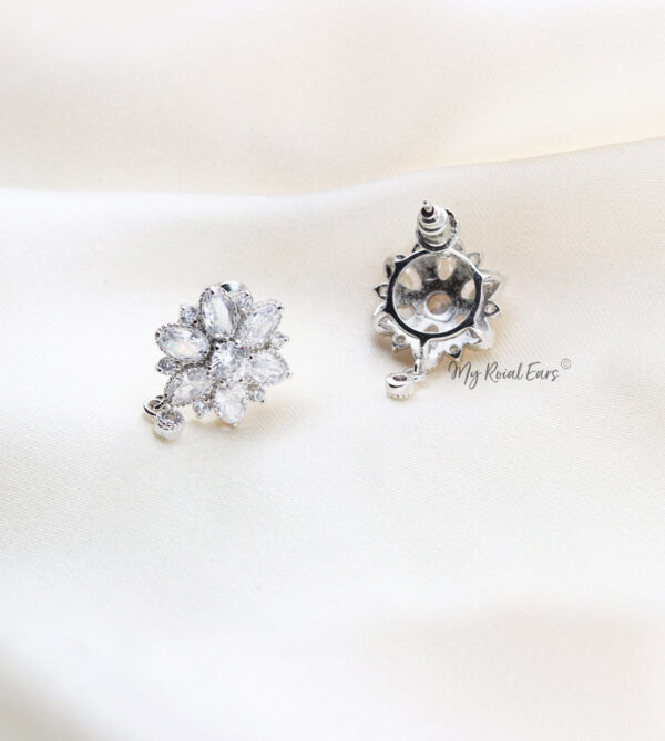 Q.Bella-high quality cubic zirconia stone flower bridal stud earrings - My Roial Ears LTD