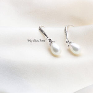 Q.Kiare-gracious plated pearl drop bridal earring - My Roial Ears LTD