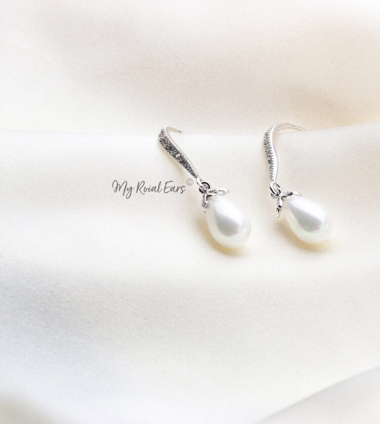 Q.Kiare-gracious plated pearl drop bridal earring - My Roial Ears LTD