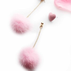 Daffodil Pink- Fur Drop love Earrings