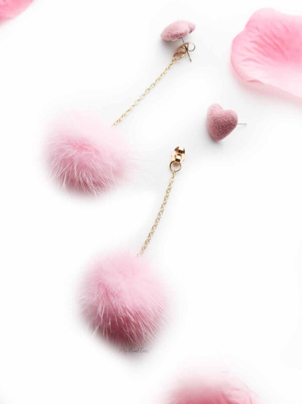 Daffodil Pink- Fur Drop love Earrings