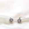 Q.Natalie-classic shimmer and shine round silver bridal stud earrings - My Roial Ears LTD
