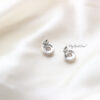 Q.Natalie-classic shimmer and shine round silver bridal stud earrings - My Roial Ears LTD