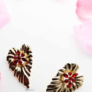 Bougainvillea- heart shaped leaf statement Stud Earrings - My Roial Ears LTD