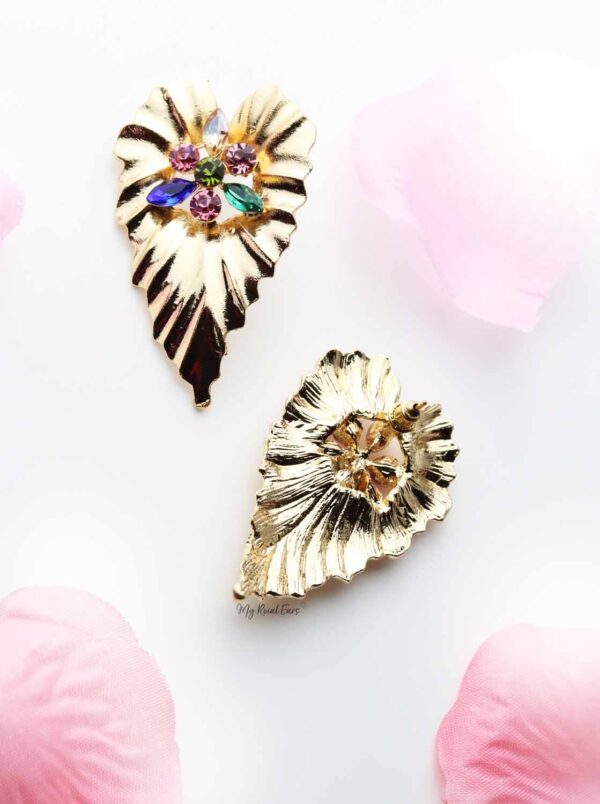 Bougainvillea- heart shaped leaf statement Stud Earrings - My Roial Ears LTD