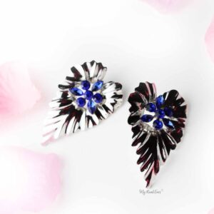 Bougainvillea Silver- heart shaped leaf statement Stud Earrings - My Roial Ears LTD