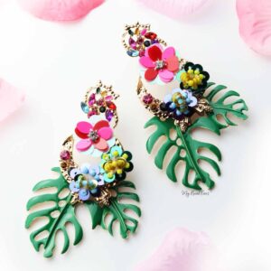 Hibiscus Tropical- Embellished Statement Earrings - My Roial Ears LTD