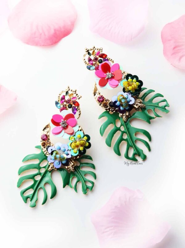 Hibiscus Tropical- Embellished Statement Earrings - My Roial Ears LTD
