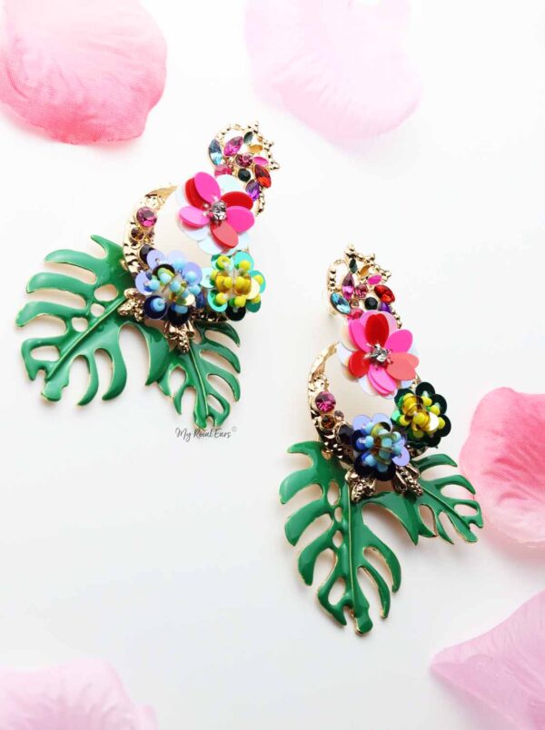Hibiscus Tropical- Embellished Statement Earrings - My Roial Ears LTD
