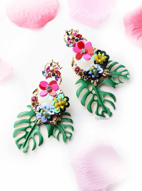 Hibiscus Tropical- Embellished Statement Earrings - My Roial Ears LTD