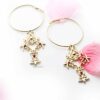 Crocosmia- cross hoop drop earring - My Roial Ears LTD