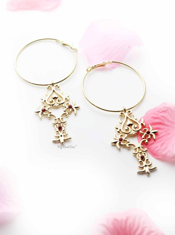 Crocosmia- cross hoop drop earring - My Roial Ears LTD