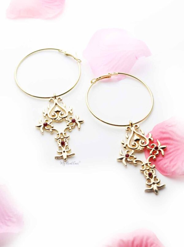 Crocosmia- cross hoop drop earring - My Roial Ears LTD