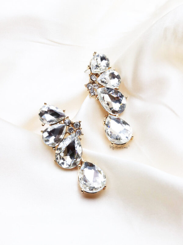 Q. ALICE-teardrop crystal modern bridal drop earrings - Image 2