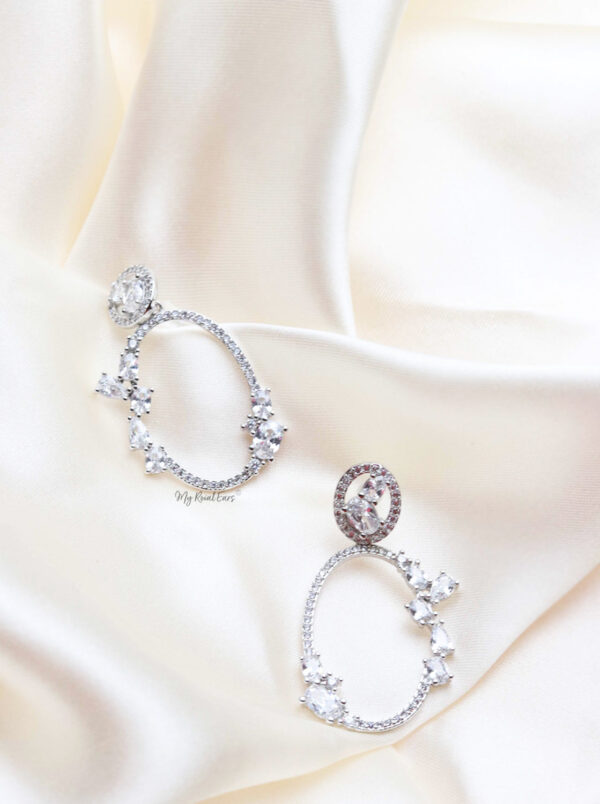 Q.EMMA-antique inspired cubic zircon bridal hoop earrings - Image 2