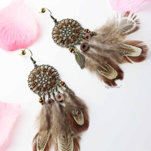 Lily-Ann- western native feather drop earrings - My Roial Ears LTD