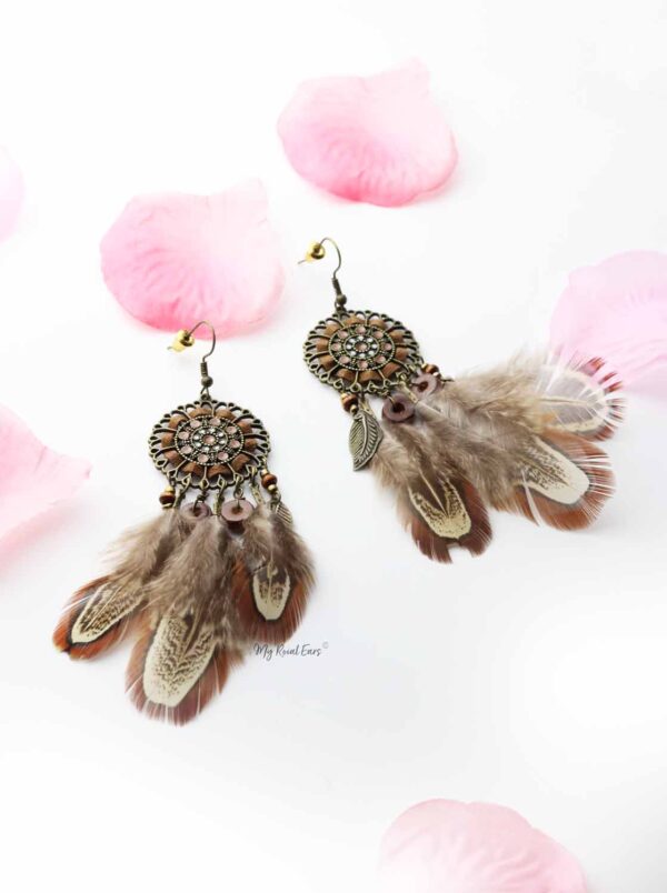 Lily-Ann- western native feather drop earrings - My Roial Ears LTD