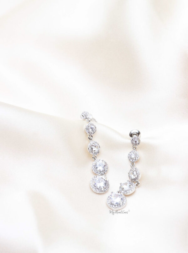 Q.MAXIMA-zircon drop string bridal earring