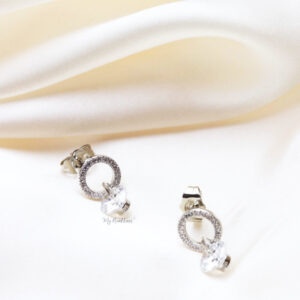Q.AIKO- hollow disc zircon bridal earrings
