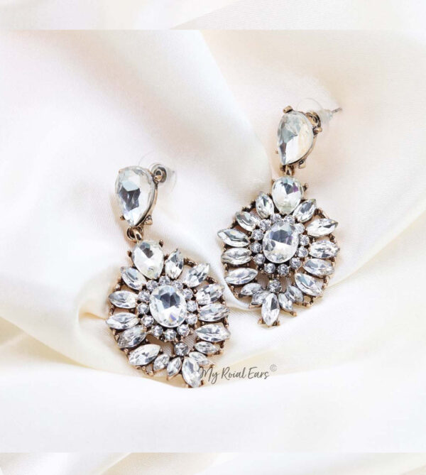 Q HELENA- glass water drop gold bridal earrings - My Roial Ears LTD