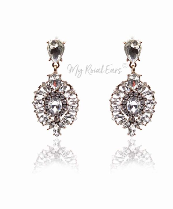 Q HELENA- glass water drop gold bridal earrings - My Roial Ears LTD