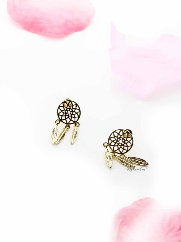Terminal Silver- round drop leaf stud earrings - My Roial Ears LTD