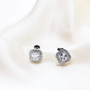 Q.MATILDA-square zircon enduring bridal stud earrings