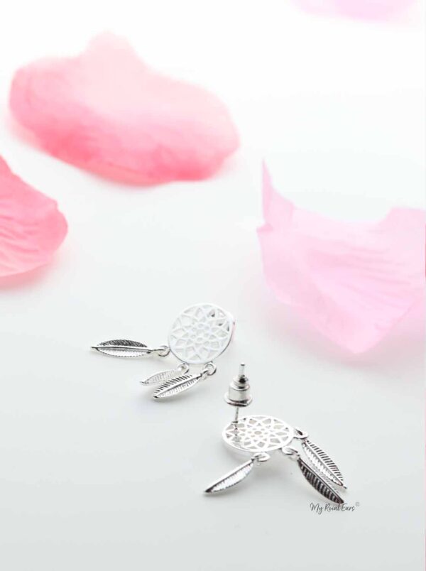 Terminal Silver- round drop leaf stud earrings - My Roial Ears LTD