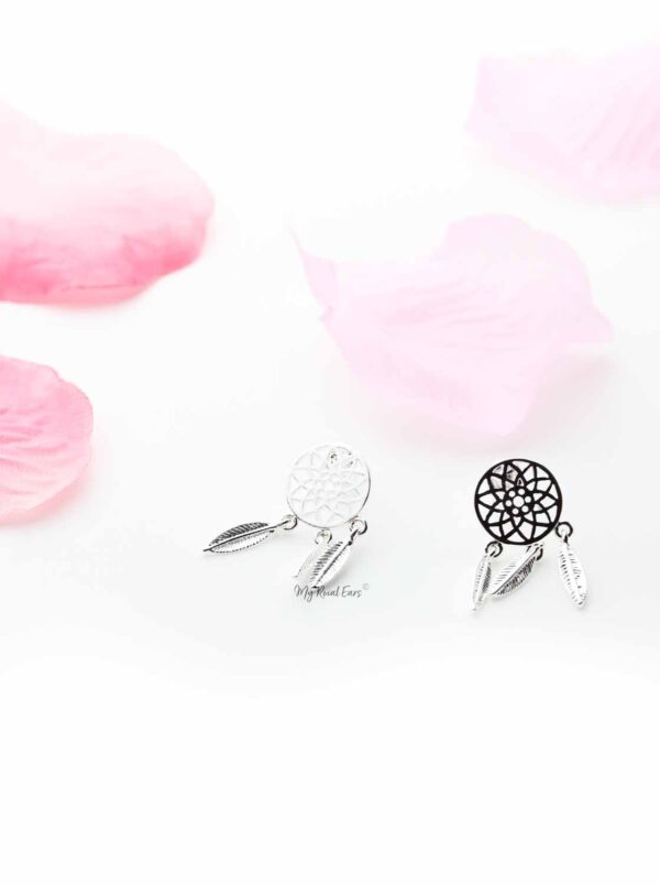 Terminal Silver- round drop leaf stud earrings - My Roial Ears LTD
