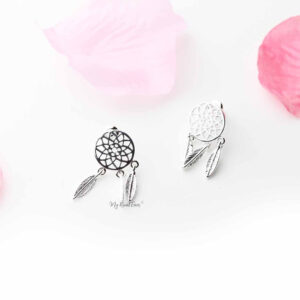 Terminal Silver- round drop leaf stud earrings - My Roial Ears LTD