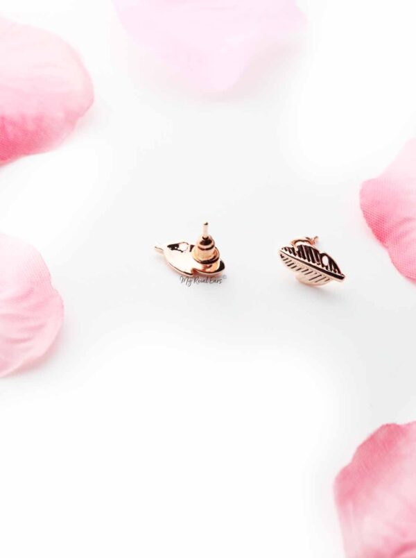 Axillary RoseGold- leaf stud earrings - My Roial Ears LTD