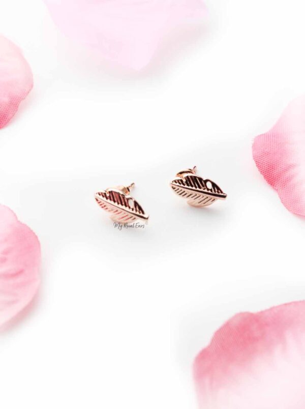 Axillary RoseGold- leaf stud earrings - My Roial Ears LTD