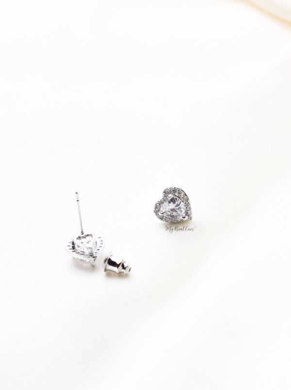 Q.ANASTASIA- heart zircon diamond stud bridal earrings - Image 3