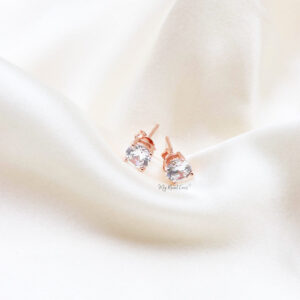 Q.CORDELIA- rose gold zircon stud bridal earrings