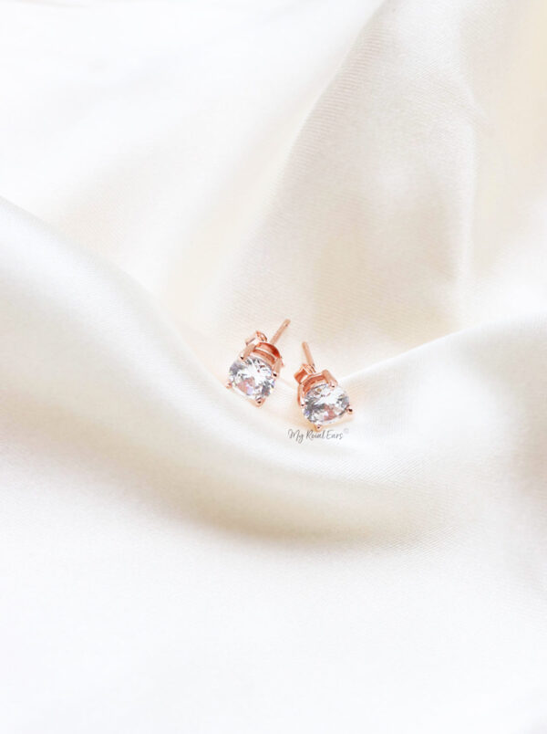Q.CORDELIA- rose gold zircon stud bridal earrings