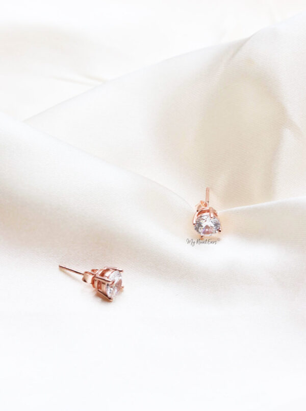 Q.CORDELIA- rose gold zircon stud bridal earrings - Image 3