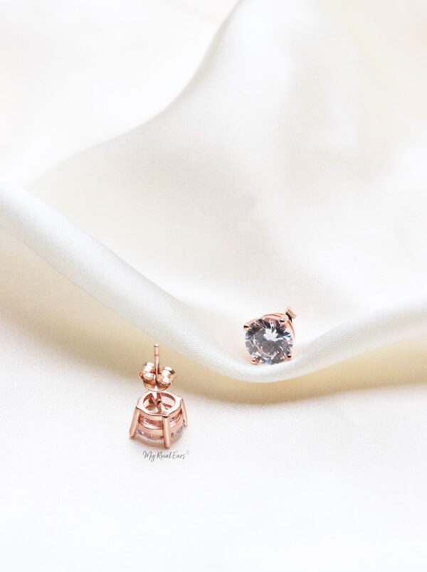 Q.CORDELIA- rose gold zircon stud bridal earrings - Image 4