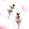 Bell Heather-black and gold love drop earrings - My Roial Ears LTD